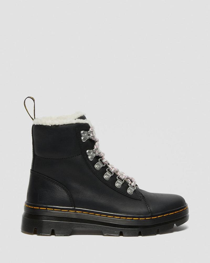 Botas Casuales Dr Martens Combs Faux Shearling Forro Mujer Negros | MX 688QMA